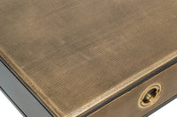Black Bedside Table with Storage Drawer and Gold Finished Textured Top Furniture Kings Warehouse 