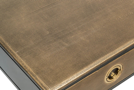 Black Bedside Table with Storage Drawer and Gold Finished Textured Top Furniture Kings Warehouse 