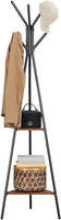 Black Coat Rack Stand Industrial Style 2 Shelves Clothes Home & Garden Kings Warehouse 