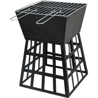 Black Fire Pit Square Log Patio Garden Heater Outdoor Table Top BBQ Camping Home & Garden Kings Warehouse 