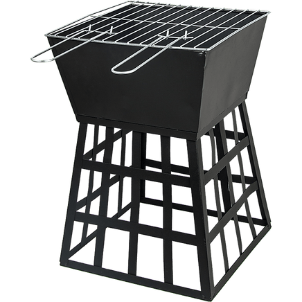 Black Fire Pit Square Log Patio Garden Heater Outdoor Table Top BBQ Camping Home & Garden Kings Warehouse 