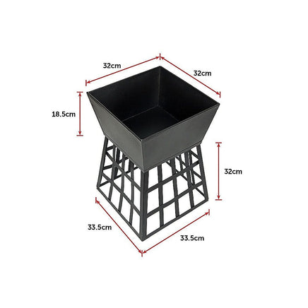 Black Fire Pit Square Log Patio Garden Heater Outdoor Table Top BBQ Camping Home & Garden Kings Warehouse 