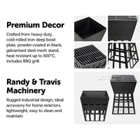Black Fire Pit Square Log Patio Garden Heater Outdoor Table Top BBQ Camping Home & Garden Kings Warehouse 
