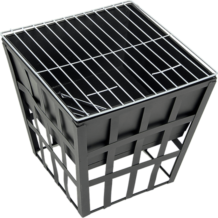 Black Fire Pit Square Log Patio Garden Heater Outdoor Table Top BBQ Camping Home & Garden Kings Warehouse 