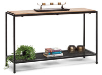 Black Iron Hallway Console Table with Distressed Wood Top Furniture Kings Warehouse 