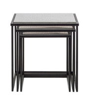 Black Iron Nested Tables with Stainless Steel Top in Set of 3 Home & Garden Kings Warehouse 