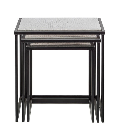 Black Iron Nested Tables with Stainless Steel Top in Set of 3 Home & Garden Kings Warehouse 