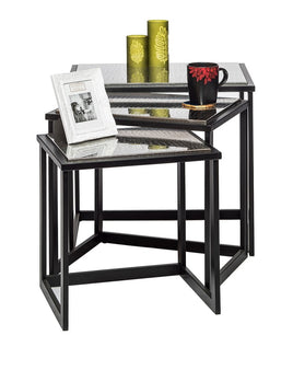 Black Iron Nested Tables with Stainless Steel Top in Set of 3 Home & Garden Kings Warehouse 