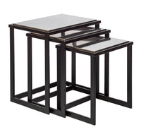 Black Iron Nested Tables with Stainless Steel Top in Set of 3 Kings Warehouse 