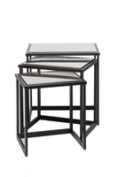 Black Iron Nested Tables with Stainless Steel Top in Set of 3 Kings Warehouse 