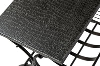 Black Iron Side Table with Magazine Storage and Silver Finish Top Furniture Kings Warehouse 