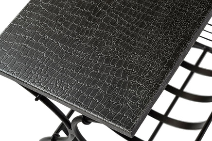 Black Iron Side Table with Magazine Storage and Silver Finish Top Furniture Kings Warehouse 