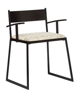 Black Metal Dining Chairs with Upholstered Seat - Set of 2 Furniture Kings Warehouse 