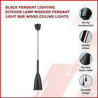 Black Pendant Lighting Kitchen Lamp Modern Pendant Light Bar Wood Ceiling Lights KingsWarehouse 