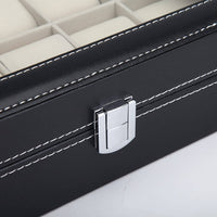 Black PU Leather Watch Organizer Display Storage Box Cases for Men & Women (10 slots) Kings Warehouse 