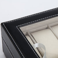 Black PU Leather Watch Organizer Display Storage Box Cases for Men & Women (10 slots) Kings Warehouse 