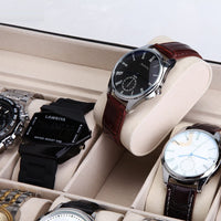 Black PU Leather Watch Organizer Display Storage Box Cases for Men & Women (12 slots) Kings Warehouse 