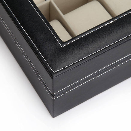 Black PU Leather Watch Organizer Display Storage Box Cases for Men & Women (12 slots) Kings Warehouse 