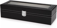 Black PU Leather Watch Organizer Display Storage Box Cases for Men & Women (6 slots) Kings Warehouse 