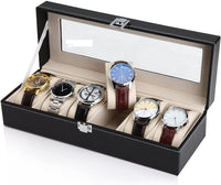 Black PU Leather Watch Organizer Display Storage Box Cases for Men & Women (6 slots) Kings Warehouse 