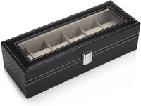 Black PU Leather Watch Organizer Display Storage Box Cases for Men & Women (6 slots) Kings Warehouse 