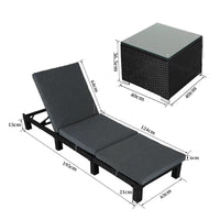 Black Rattan Sunlounge Set with Joining Coffee Table Afterpay Day Kings Warehouse 