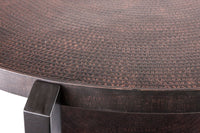 Black Round Coffee Table with Storage Shelf in Copper Finish Top Furniture Kings Warehouse 