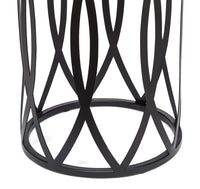 Black Round Iron Side Table with Cross Legs and Copper Finish Top Kings Warehouse 