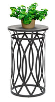Black Round Iron Side Table with Cross Legs and Gold Finish Top Home & Garden Kings Warehouse 