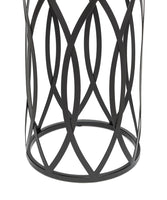 Black Round Iron Side Table with Cross Legs and Silver Finish Top Appliances Kings Warehouse 