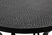 Black Round Iron Side Table with Cross Legs and Silver Finish Top Appliances Kings Warehouse 