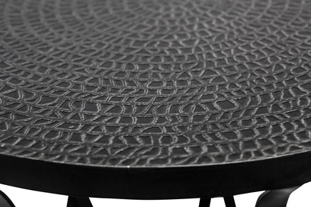 Black Round Iron Side Table with Cross Legs and Silver Finish Top Appliances Kings Warehouse 