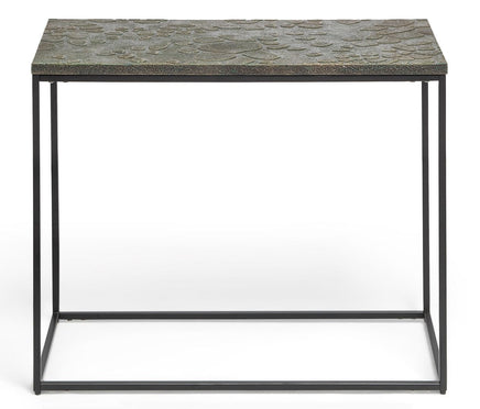 Black Sofa Side Table with Textured Wood Top Furniture Kings Warehouse 