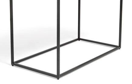 Black Sofa Side Table with Textured Wood Top Furniture Kings Warehouse 