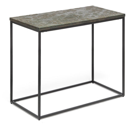 Black Sofa Side Table with Textured Wood Top Furniture Kings Warehouse 