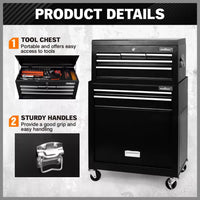 Black Tool Box 7 Drawer Chest Cabinet Trolley Toolbox Garage Storage Lockable Brake Health & Beauty Kings Warehouse 