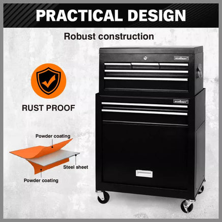 Black Tool Box 7 Drawer Chest Cabinet Trolley Toolbox Garage Storage Lockable Brake Health & Beauty Kings Warehouse 