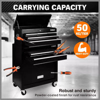 Black Tool Box 7 Drawer Chest Cabinet Trolley Toolbox Garage Storage Lockable Brake Health & Beauty Kings Warehouse 