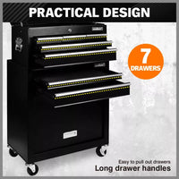 Black Tool Box 7 Drawer Chest Cabinet Trolley Toolbox Garage Storage Lockable Brake Health & Beauty Kings Warehouse 