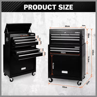 Black Tool Box 7 Drawer Chest Cabinet Trolley Toolbox Garage Storage Lockable Brake Health & Beauty Kings Warehouse 