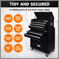 Black Tool Box 7 Drawer Chest Cabinet Trolley Toolbox Garage Storage Lockable Brake Health & Beauty Kings Warehouse 