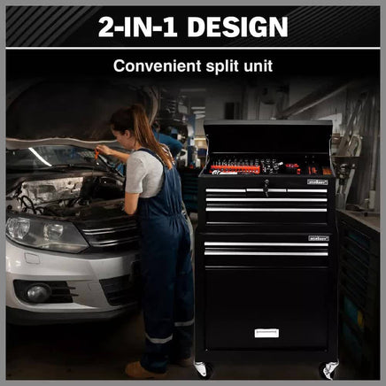 Black Tool Box 7 Drawer Chest Cabinet Trolley Toolbox Garage Storage Lockable Brake Health & Beauty Kings Warehouse 