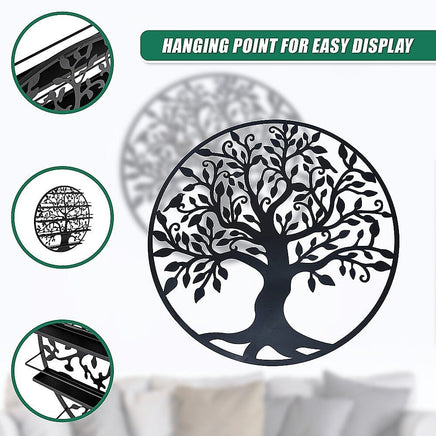 Black Tree of Life Wall Art Hanging Metal Iron Sculpture Garden 60cm Home & Garden Kings Warehouse 