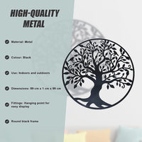 Black Tree of Life Wall Art Hanging Metal Iron Sculpture Garden 99cm Home & Garden Kings Warehouse 