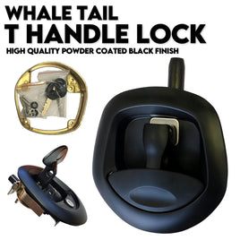 Black Whale Tail T Handle Lock Latch/Compression Lock Trailer Ute Toolbox Tools Kings Warehouse 