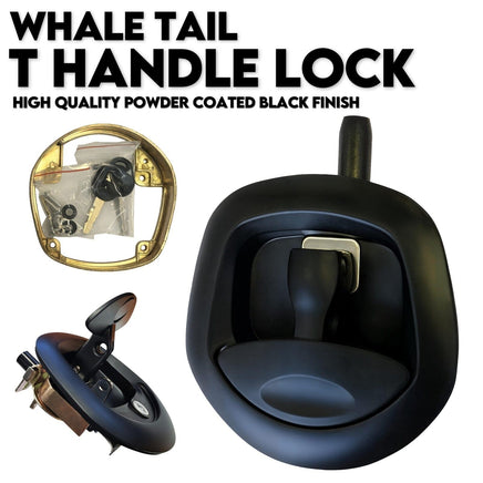 Black Whale Tail T Handle Lock Latch/Compression Lock Trailer Ute Toolbox Tools Kings Warehouse 