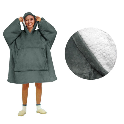 Blanket Hoodie with Sherpa Reverse Plain Dark Grey Home & Garden Kings Warehouse 