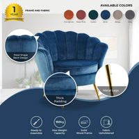 Bloomer Velvet Fabric Accent Sofa Love Chair - Blue Kings Warehouse 
