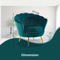Bloomer Velvet Fabric Accent Sofa Love Chair - Green Kings Warehouse 