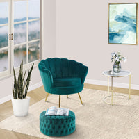 Bloomer Velvet Fabric Accent Sofa Love Chair - Green Kings Warehouse 